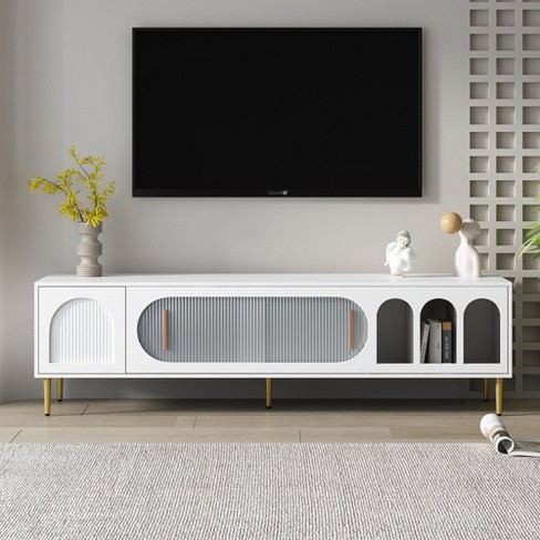 White modern deals tv console table