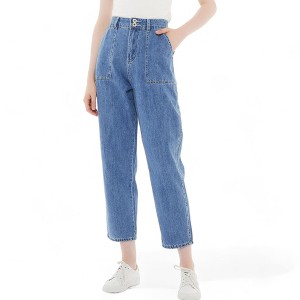 Anna-Kaci Women's Loose Tapered Crop Denim Pants - 1 of 4