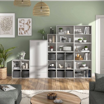 White Stackable 3-Tier Wood Cube Storage Bookcase