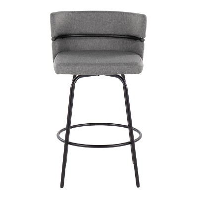 Cinch 26" Light Gray Swivel Counter Stools with Black Metal Frame, Set of 2