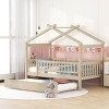 Twin Size Wooden House Bed with Twin Size Trundle, Children House Bed with Spacious Storage and Headboard, Bed with Wood Frame-Baofuwish - 2 of 4
