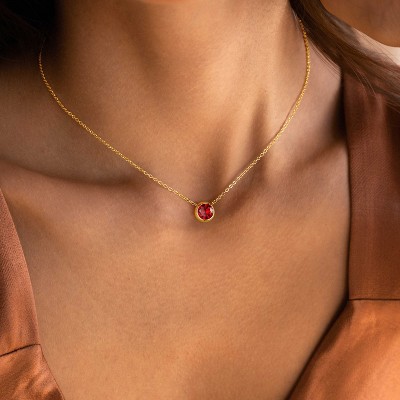 Turandoss Birthstone Necklace for Women, Dainty 18K Gold Plated Birthstone Pendant Necklace, Gold Jewelry for Women, Birthday Gifts for Her, 16+2.5In