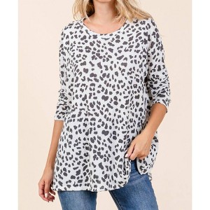 Women's Leopard Loose Fit Tunic - Cream N Sugar - 1 of 3