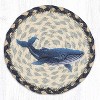 Earth Rugs Round Blue Whale Coaster – 7" Braided Jute Mat with Nautical Ocean-Inspired Design in Coastal Blue and Natural Tones - 2 of 3