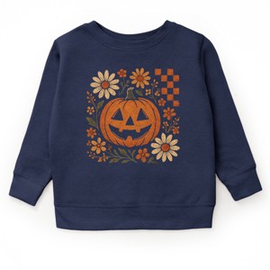 Pumpkin Floral Grunge - Toddler Graphic Sweatshirt and Youth Graphic Sweatshirt - 1 of 2