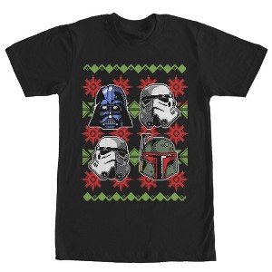 Men's Star Wars Ugly Christmas Empire Helmets T-Shirt - 1 of 4
