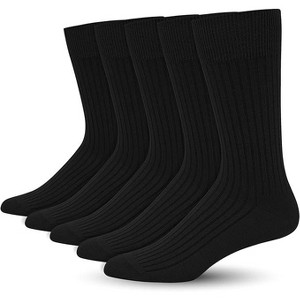 SERISIMPLE Men Bamboo Viscose Thin Ribbed Knit Silky Soft Lightweight Dress Crew Socks White X Large 5 Pairs - 1 of 4