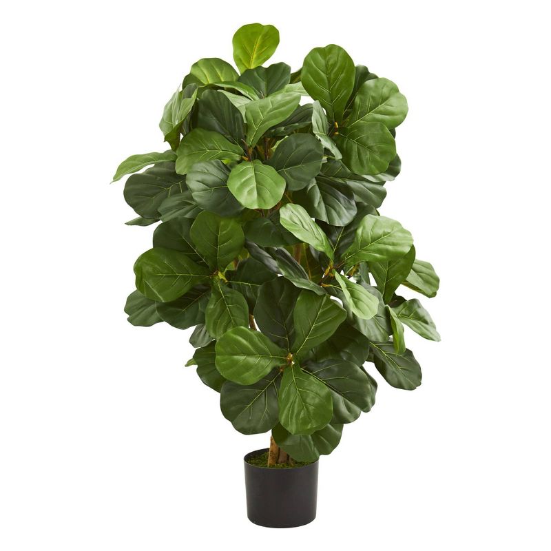 42&#34; Artificial Fiddle Leaf Tree in Pot Black - Nearly Natural, 1 of 5