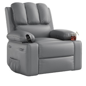 GustoWave 37''W Manual Massage Recliner Chair for Adults, Oversized Faux Leather Lounge Recliner with Vibrating and Heating - 1 of 4