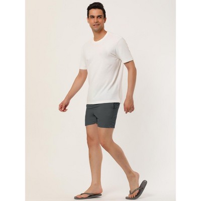 INSPIRE CHIC Men's Summer Beach Solid Color Mesh Lining Drawstring Waist Board Shorts Gray 34 — фото 4