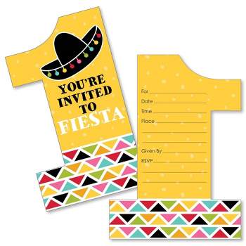 Big Dot of Happiness 1st Birthday Let's Fiesta - Shaped Fill-in Invitations - Fiesta First Birthday Party Invitation Cards with Envelopes - Set of 12