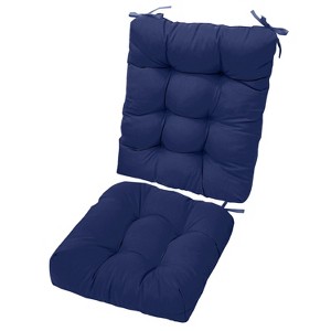 NewHome"2Pcs Rocking Chair Cushion Set with Non-Slip Ties, Polyester Fiber Filling for Comfort & Support"BlackGreyNavyBlue&WineRed - 1 of 4