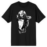 Suicide Squad 2016 Harley Quinn Gray Scale Men's Black T-Shirt