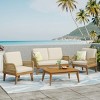 4-Piece Woven Rope Patio Conversation Set with Cushions, All-Weather Acacia Wood Outdoor Seating for Deck, Porch, or Backyard-The Pop Home - 2 of 4