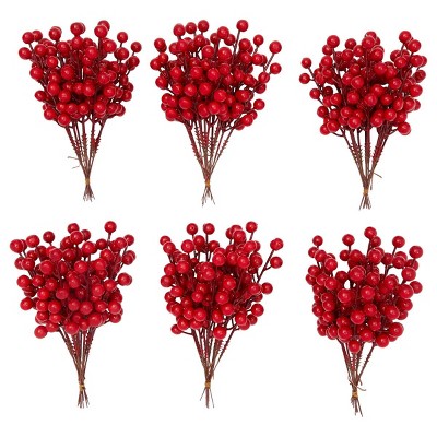 Bright Creations 72 Pack Artificial Holly Berry Branches with Stems for Home Decor (7.9 in)