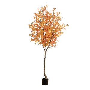 Nearly Natural 7-ft Autumn Maple Artificial Fall Tree, Orange - 1 of 4