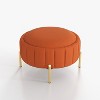 SEYNAR Modern Velvet Round Storage Ottoman with Gold Legs - 4 of 4