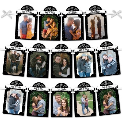 Big Dot of Happiness Mr. and Mrs. - DIY Black and White Wedding or Bridal Shower Decor - Picture Display - Photo Banner
