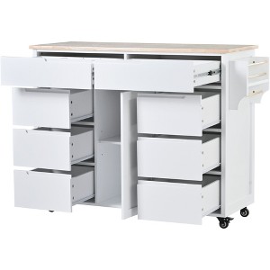 NicBex Kitchen Island on Wheels Rolling Kitchen Cart with 8 hidden Handle Drawers and a Storage Cabinet Simple Style - 1 of 4