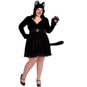 HalloweenCostumes.com Plus Size Women's Black Cat Costume - 1 of 2