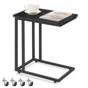 VASAGLE End Table, C Shaped TV Tray with Metal Frame Rolling Casters for Coffee Laptop Mobile Tablet, Industrial Side Table - 1 of 4