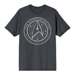 Star Trek U.S.S. Enterprise Ship Seal Crew Neck Short Sleeve Charcoal T-shirt - 1 of 3