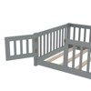 SEVOBAL Kids Bedroom Twin Size Floor Bed Frame With Safety Guardrails Door Removable Slats No Box Spring Needed for Kids, Gray, 77.95"*17.72"*4.92" - 4 of 4