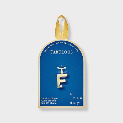 14K Gold Dipped Cubic Zirconia Ribbed Letter Charm - A New Day™ Gold