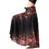 Women's Boho Maxi Skirt - Floral Print Long Flowy Skirt Black Flowers - 2 of 4