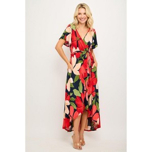 WEST K Women's Georgia Faux-Wrap Maxi Dress with High-Low Hem and Tie Waist - 1 of 4