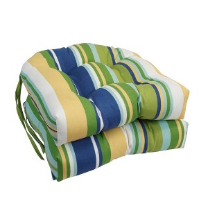 Blazing Needles, 16-inch Spun Polyester Outdoor U-shaped Tufted Chair Cushions (Set of 2) - 1 of 2