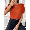 Coolmee Women Summer Blouse Casual Puff Short Sleeve Tops Fashion Crew Neck Tunic Shirts - 3 of 4