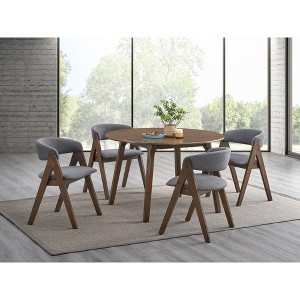 5-Piece Dining Set with Round Table and 4 Upholstered Chairs - 1 of 4