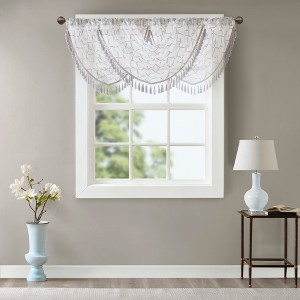 38"x46" Clarissa Diamond Sheer Embroidered Waterfall Valance - 1 of 4