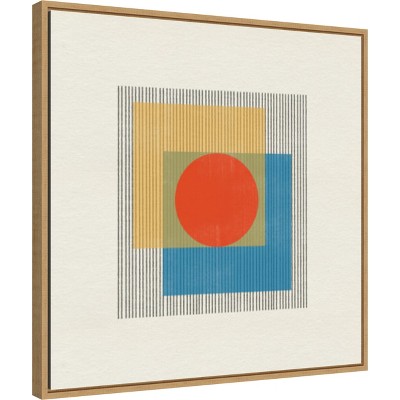 Midcentury Modern Abstract Canvas Print with Frame 22 x 22 inches