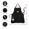 Evergreen University Of Michigan Black Grill Apron- 26 x 30 Inches Durable Cotton with Tool Pockets and Beverage Holder - 3 of 4