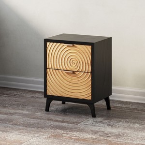 JIONJOY Rustic Wood Ring Dresser - Fully Assembled 3-Drawer Boho Nightstand with Solid Wood Legs, Farmhouse Bedroom Storage - 1 of 4