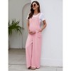 Maternity Adjustable Back Tie Jumpsuit Casual Wide Leg  Pregnancy Romper Overalls - 4 of 4