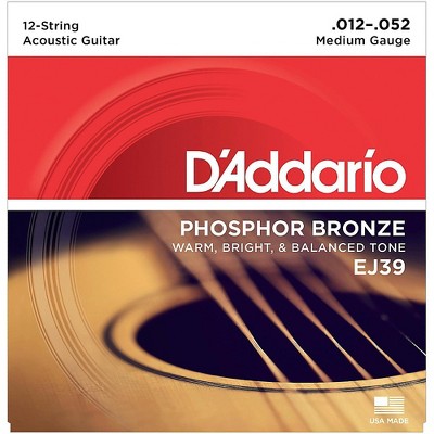 D'Addario EJ39 PB Medium 12-String Acoustic Guitar String Set