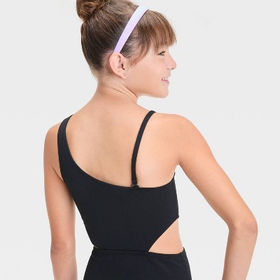 Art Class Girls' Solid One Piece Swimsuit - art class™ Black S: Recycled Polyester, Adjustable Strap, UPF 50+ — фото 3