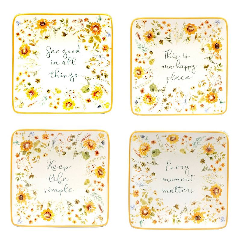 Set of 4 Sunflowers Forever Canape Plates - Certified International, 1 of 8