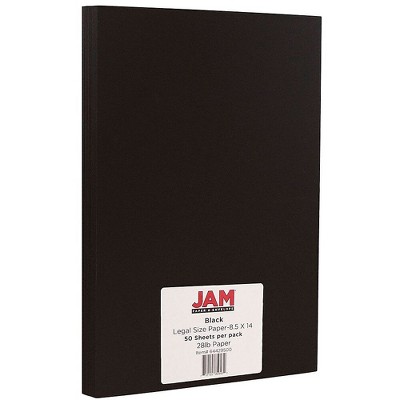 JAM Paper Legal Matte 28lb Paper 8.5 x 14 Black 50 Sheets/Pack 64429500