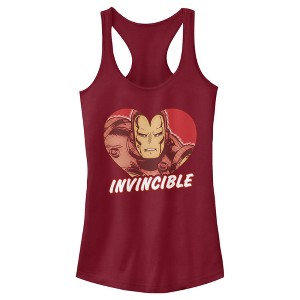 Juniors Womens Marvel Iron Man Invincible Valentine Heart Racerback Tank Top - 1 of 3