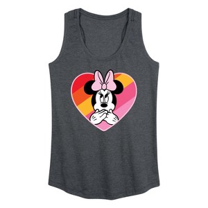 Women's - Disney - Oops Minnie Rainbow Heart Graphic Racerback Tank - 1 of 4