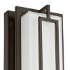 Possini Euro Design Belfonte Modern Outdoor Wall Light Fixtures Set of 2 Bronze Rectangular Frame LED 16 1/4" White Glass for Post Exterior - 2 of 4
