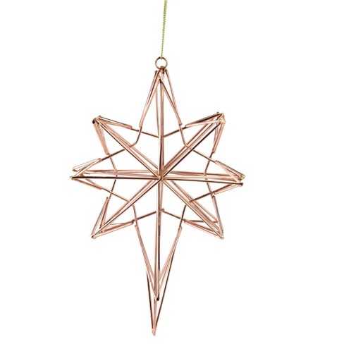 Northlight 6 75 Geometric Wire 8 Point Star Christmas Ornament Rose Gold Target