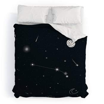 Full/Queen Cuss Yeah Designs Arie Star Constellation Comforter Set Black - Deny Designs