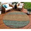 Terra Cotta Copper And Beige Striped Washable Indoor Outdoor Area Rug - 2 of 4