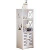 Kings Brand Furniture - Bathroom Floor Storage Cabinet, Side Toilet Cabinet with Door and Shelfs, White - 2 of 3