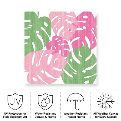 Sarah Adams 18x18 Pink and Green Floral Outdoor Canvas Wall Art